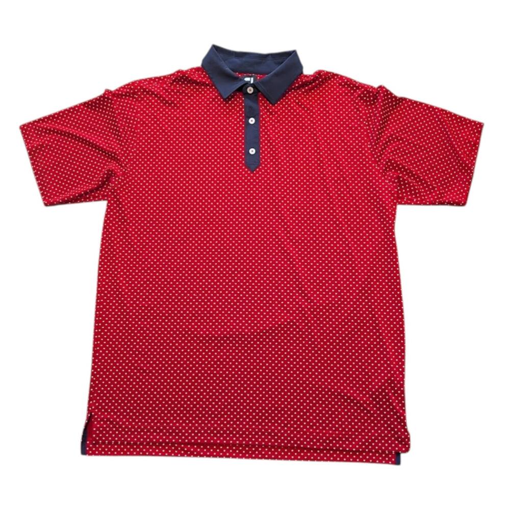 FootJoy FJ Men’s Golf T-Shirt XL Red White Star Print Blue Collar Performance